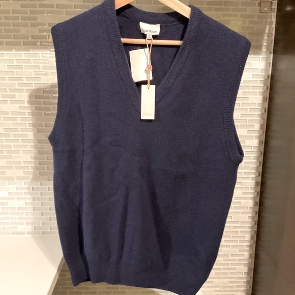 NWT Heartloom Blue Sleeveless Wool Sweater Vest